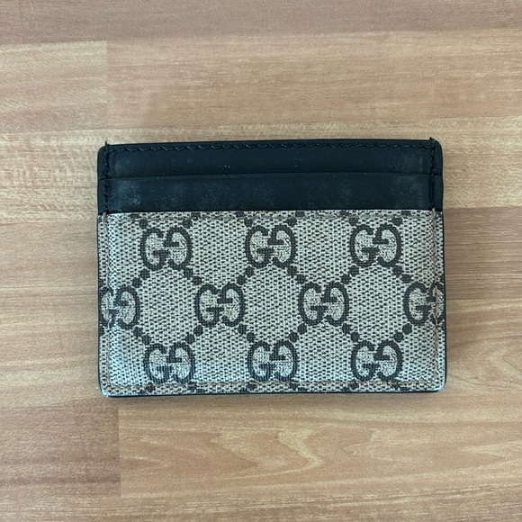 Gucci GG Supreme Monogram Kingsnake Card Holder Beige Black - Picture 2 of 3